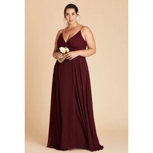 Birdy Grey Burgundy Chiffon V Neck Twist Front Maxi Dress 2X bridesmaid‎ dress